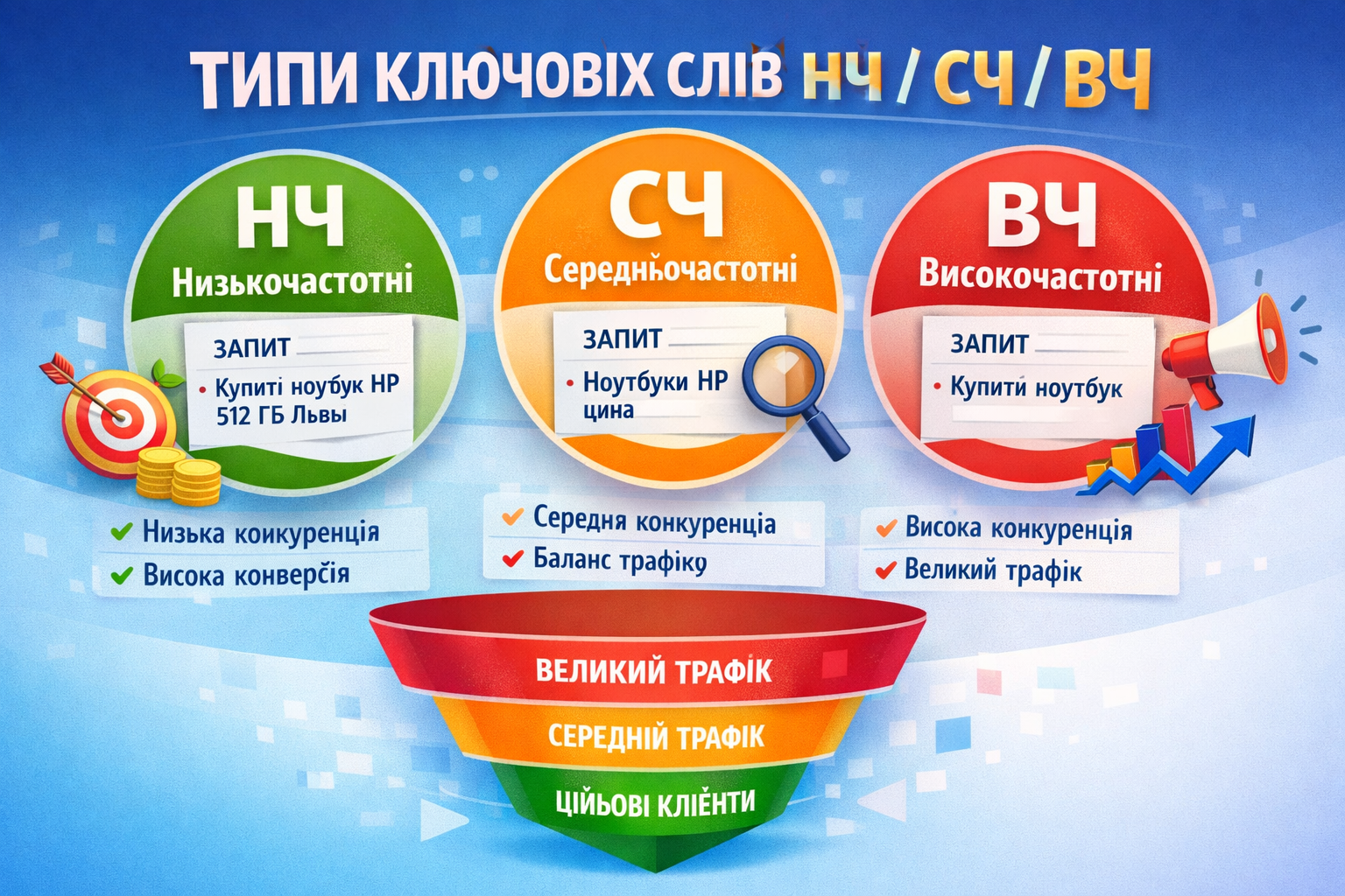 Типы ключевых слов НЧ СЧ ВЧ